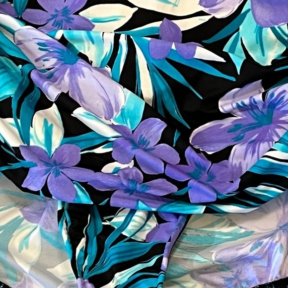 TRIMSHAPER Womens 22W Slimming Tummy Control Swimsuit Tropical Floral Multicolor - Picture 4 of 9